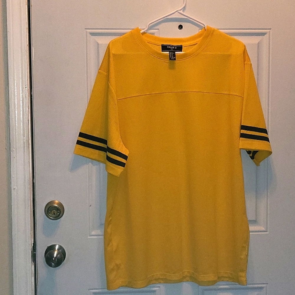 Forever 21 Men Yellow and Black Mesh Shirt Size XL NWOT